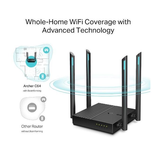 TPLink TP-Link Archer C64 AC1200 Wireless MU-MIMO WiFi Gigabit Router